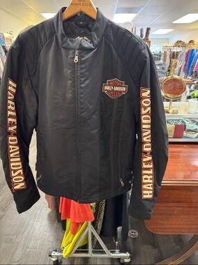 Harley-Davidson Black Jacket with Red & Gold Sleeve Logos